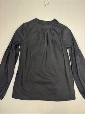 Worthington Black Long-Sleeve Ruffle-Neck Blouse